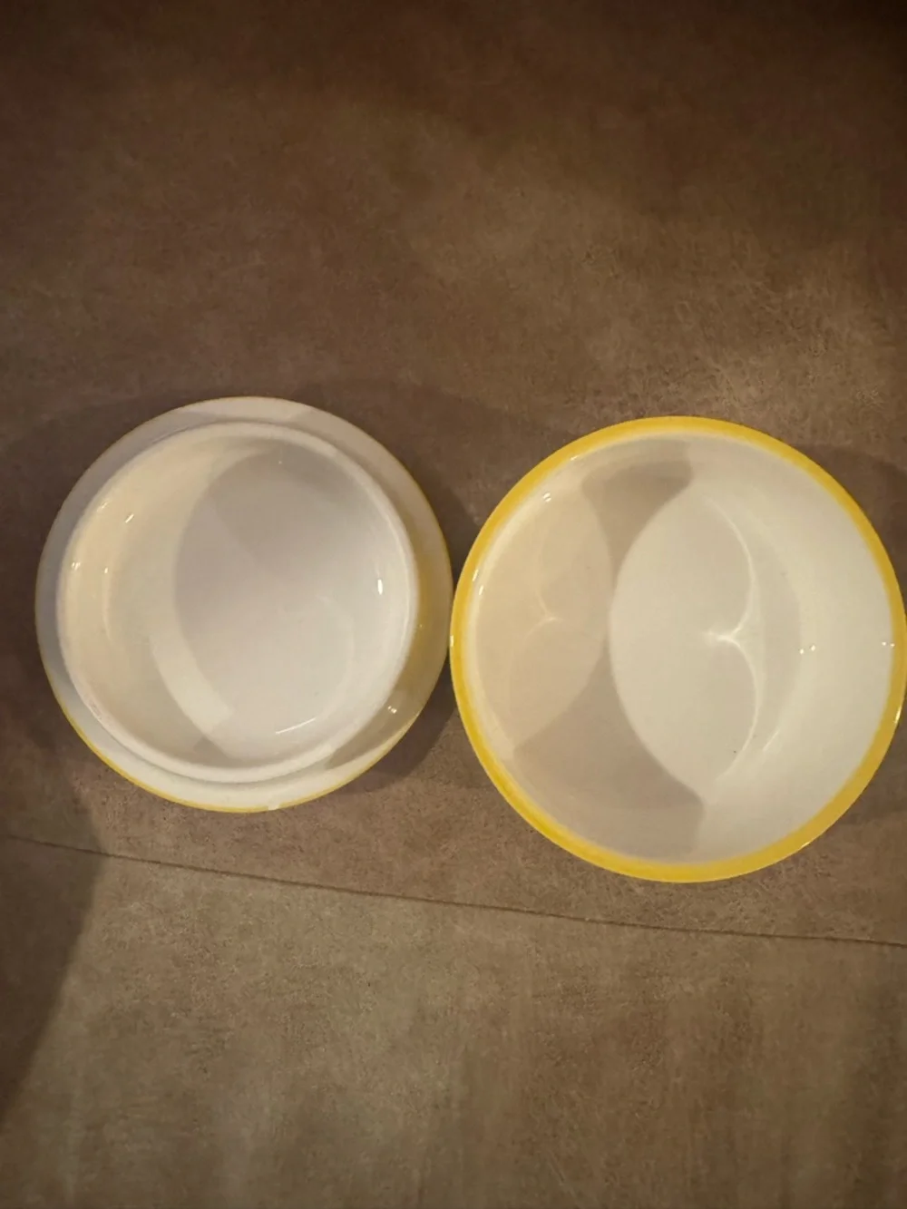 Vintage Round Yellow Mothers Day Ceramic Keepsake Box With Lid Jewelry Makeup